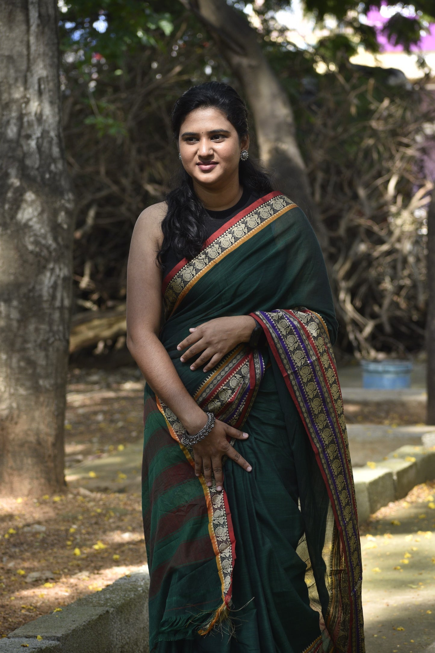 Green Narayanpet saree.