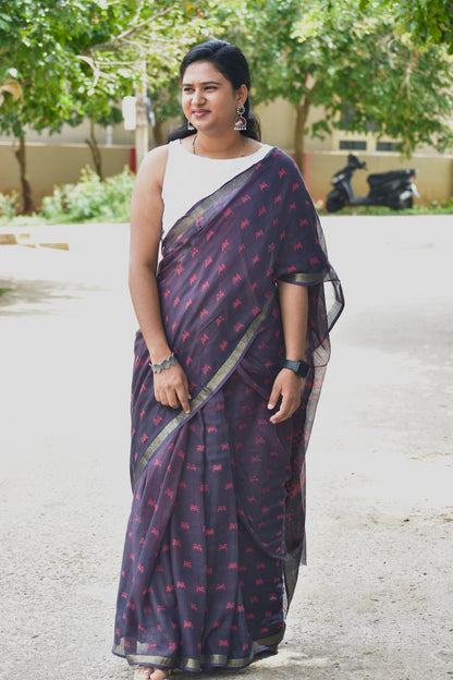 Brown dabu kota saree