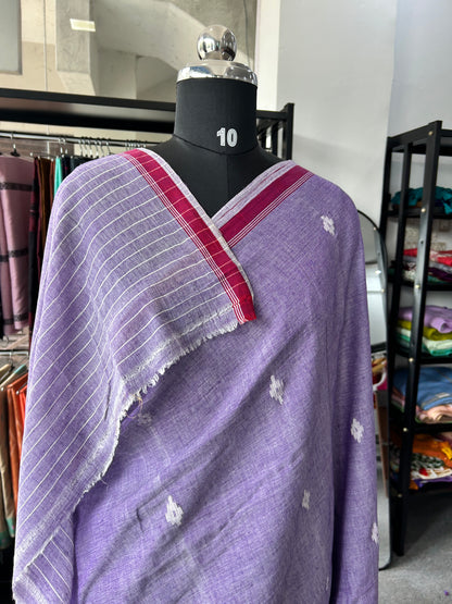 LAVENDER KHADI JAMDANI SAREE