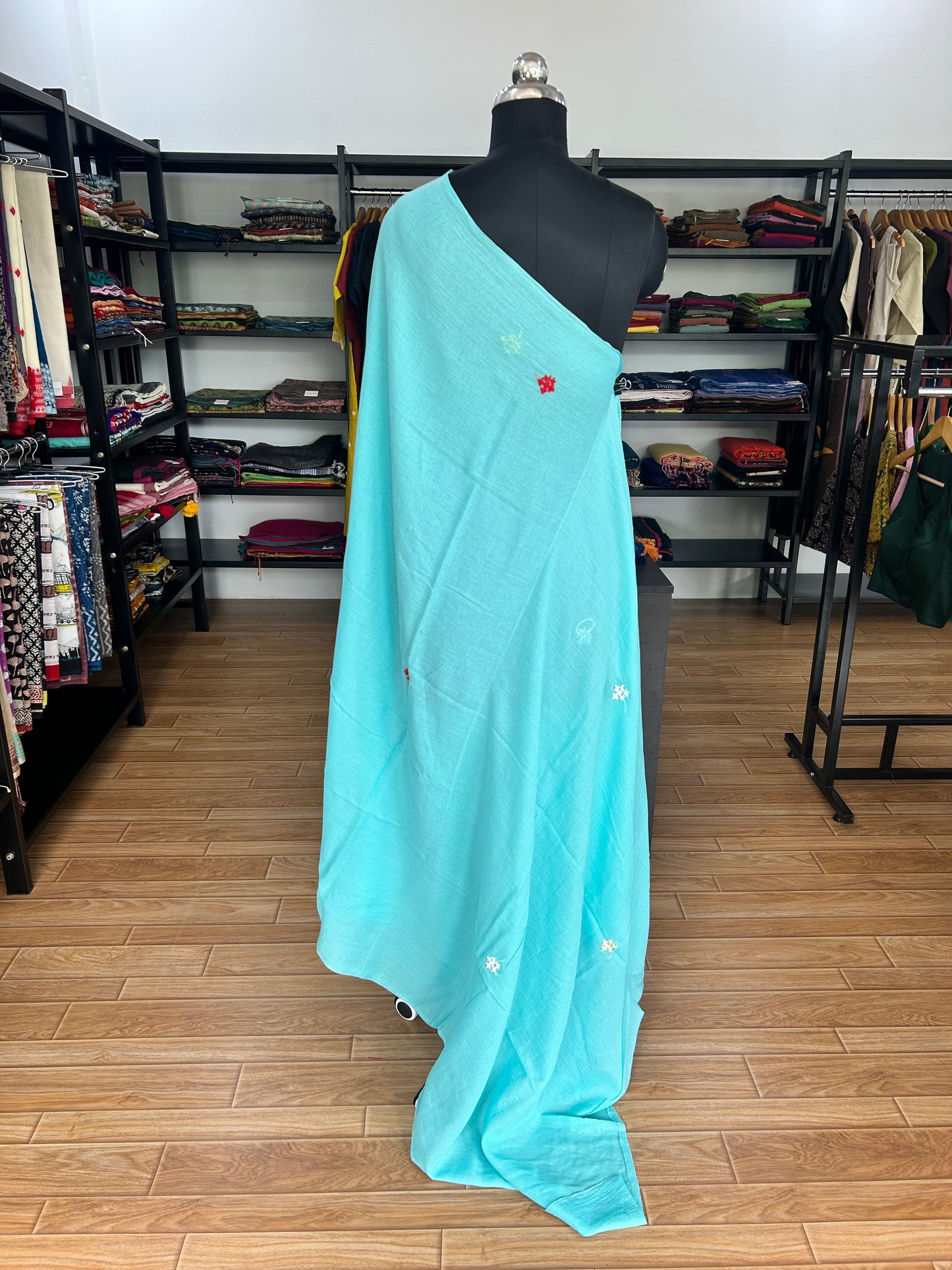 BLUE KATHA MUL SAREE