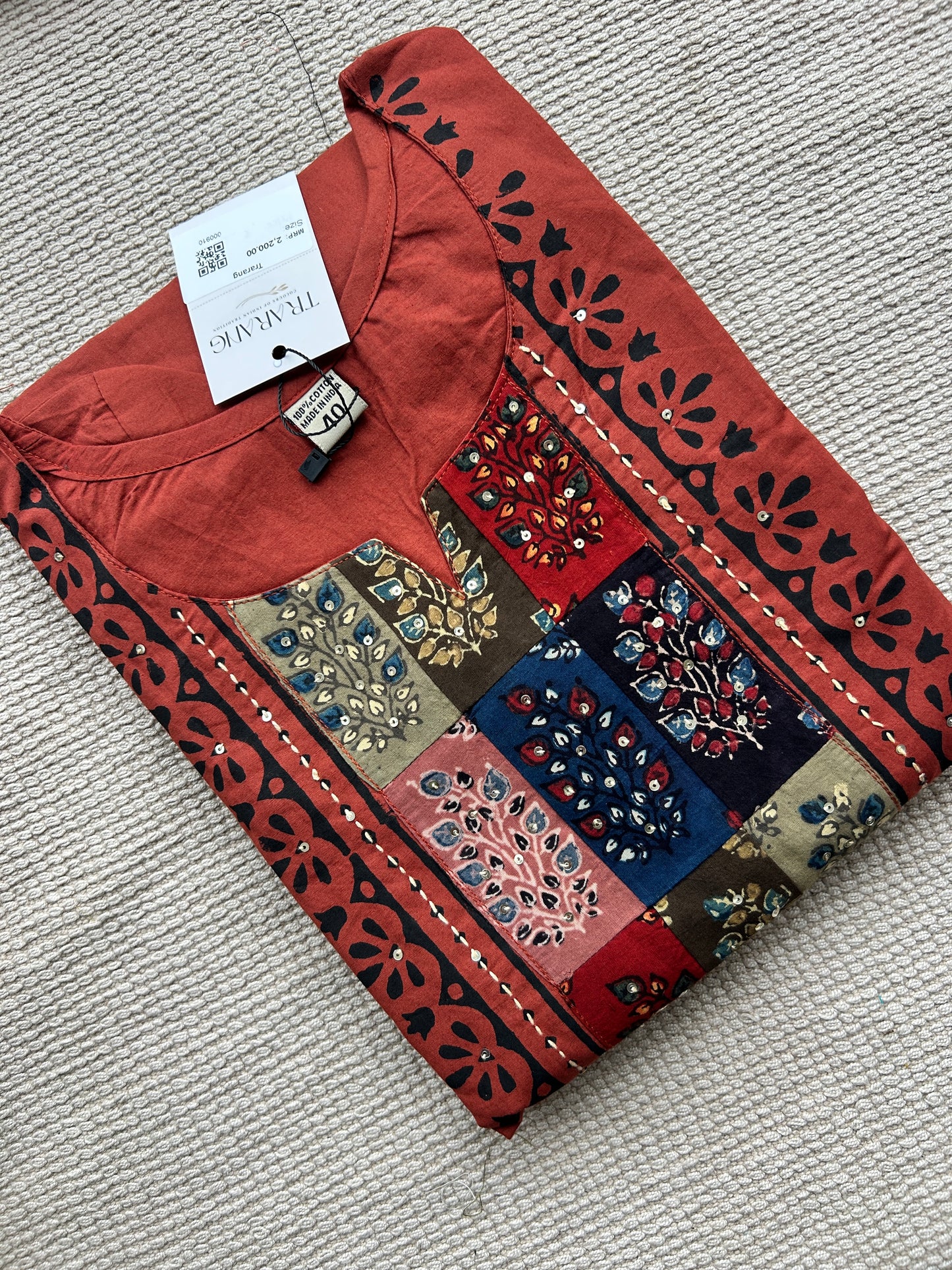 ORANGE GAMTHI COTTON SUIT