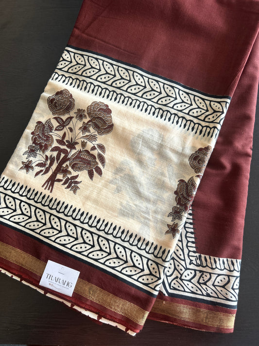 Brown chanderi mul cotton