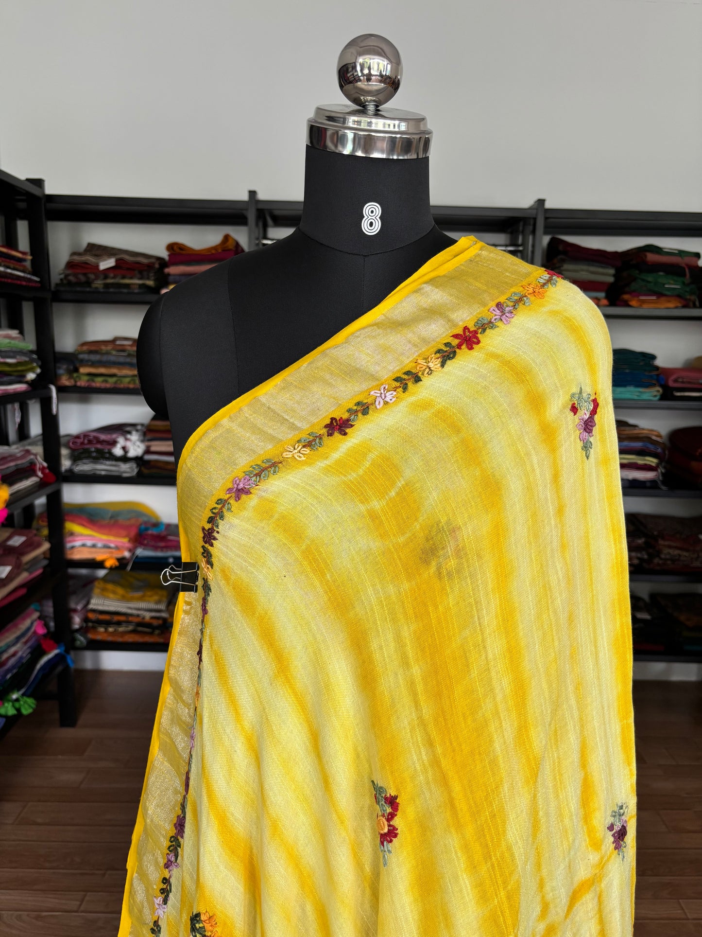 YELLOW LINEN SAREE
