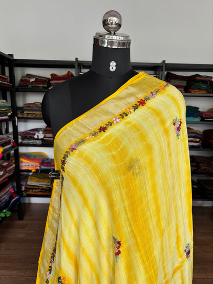 YELLOW LINEN SAREE