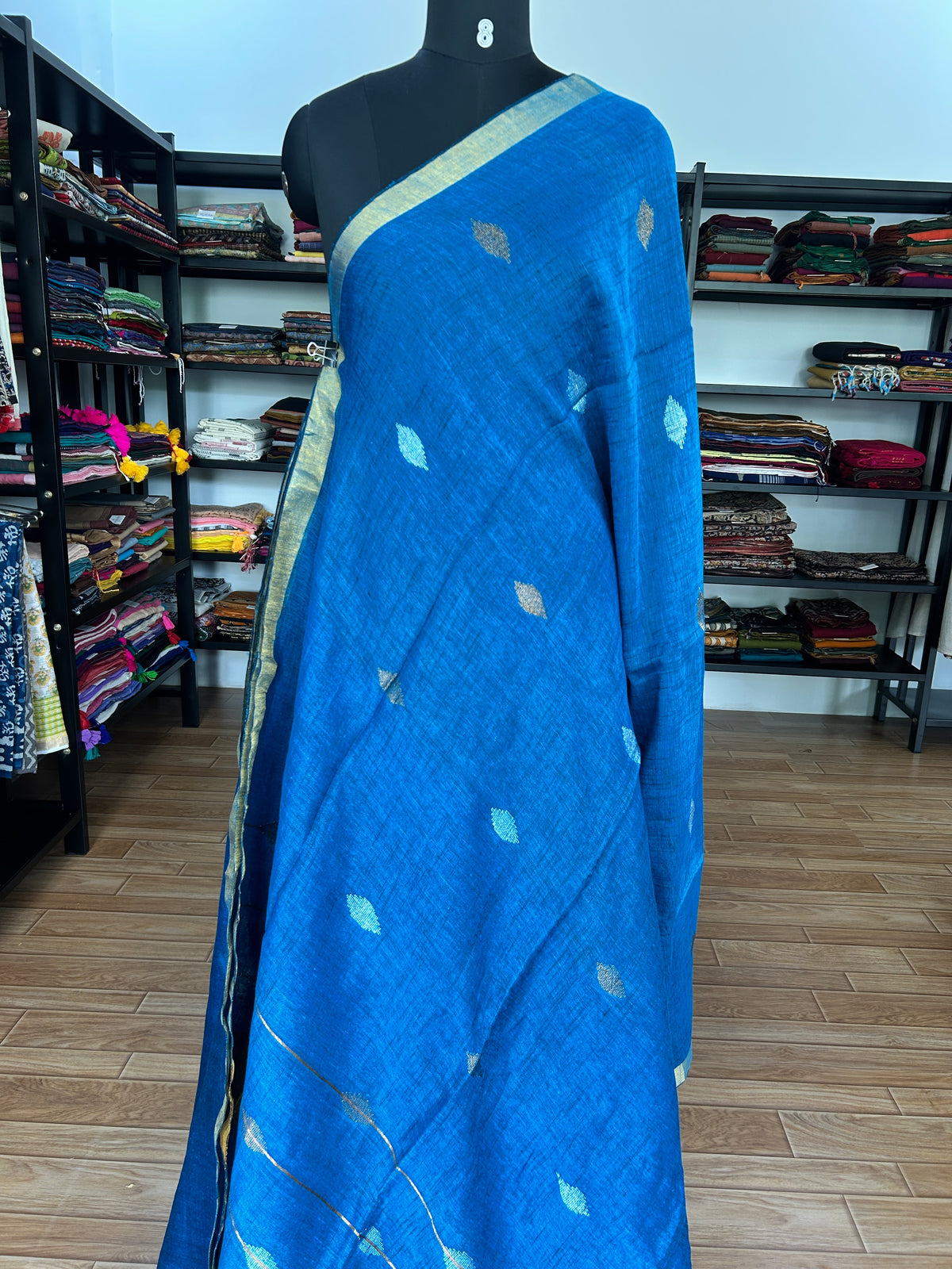 BLUE LINEN SAREE