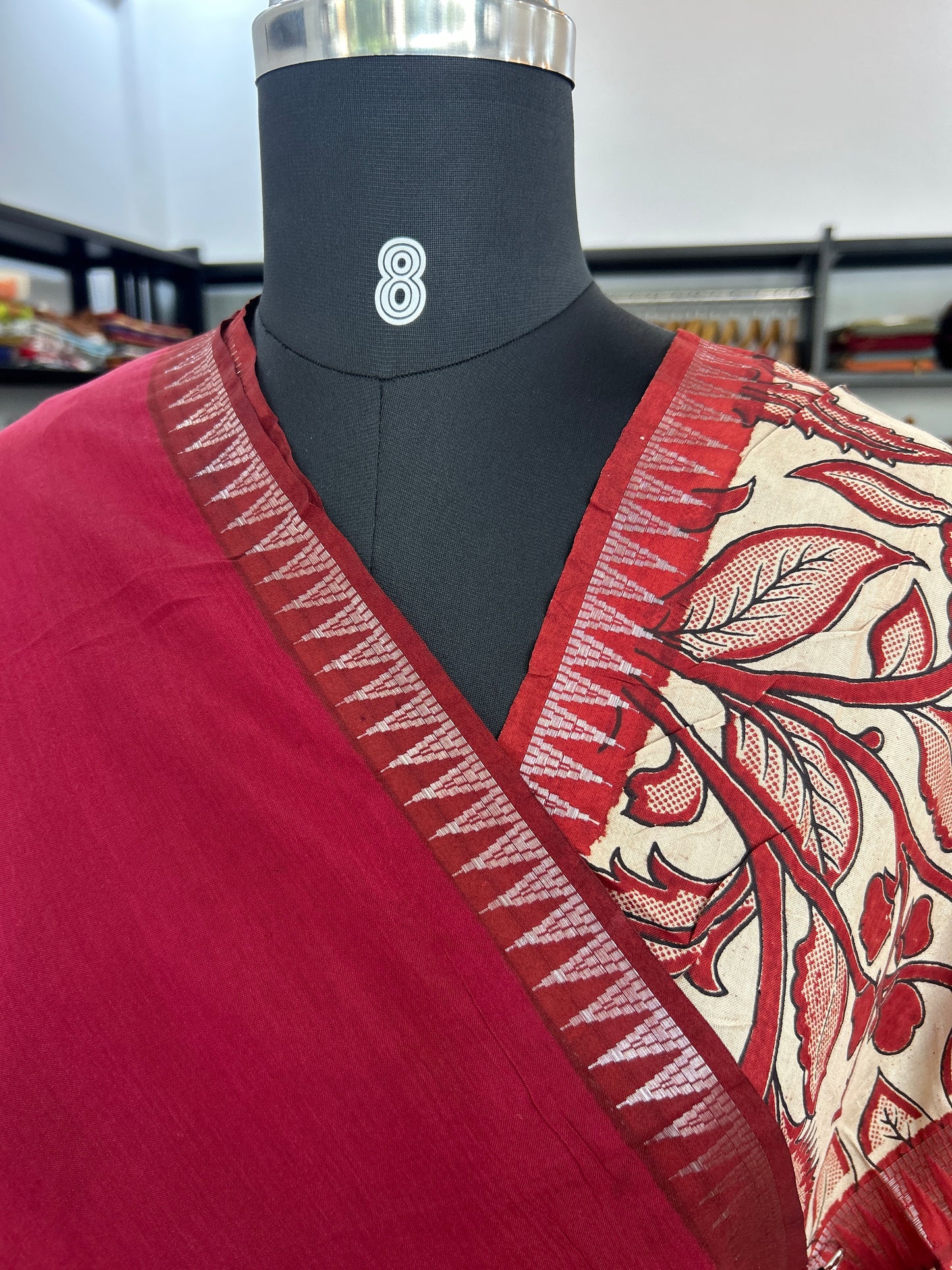 Red kalamkari saree