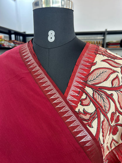 Red kalamkari saree