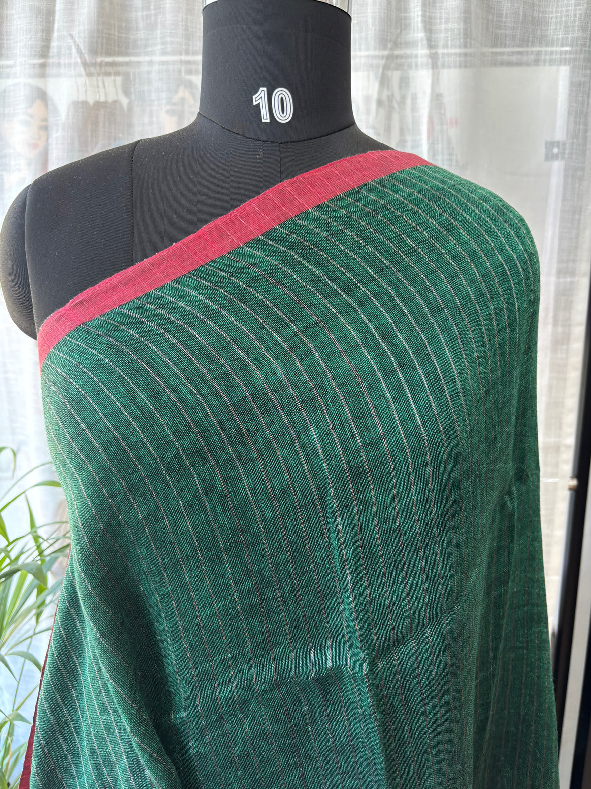 GREEN PURE LINEN SAREE
