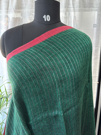 GREEN PURE LINEN SAREE