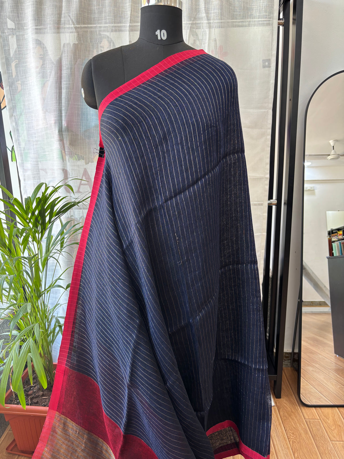 BLUE PURE LINEN SAREE