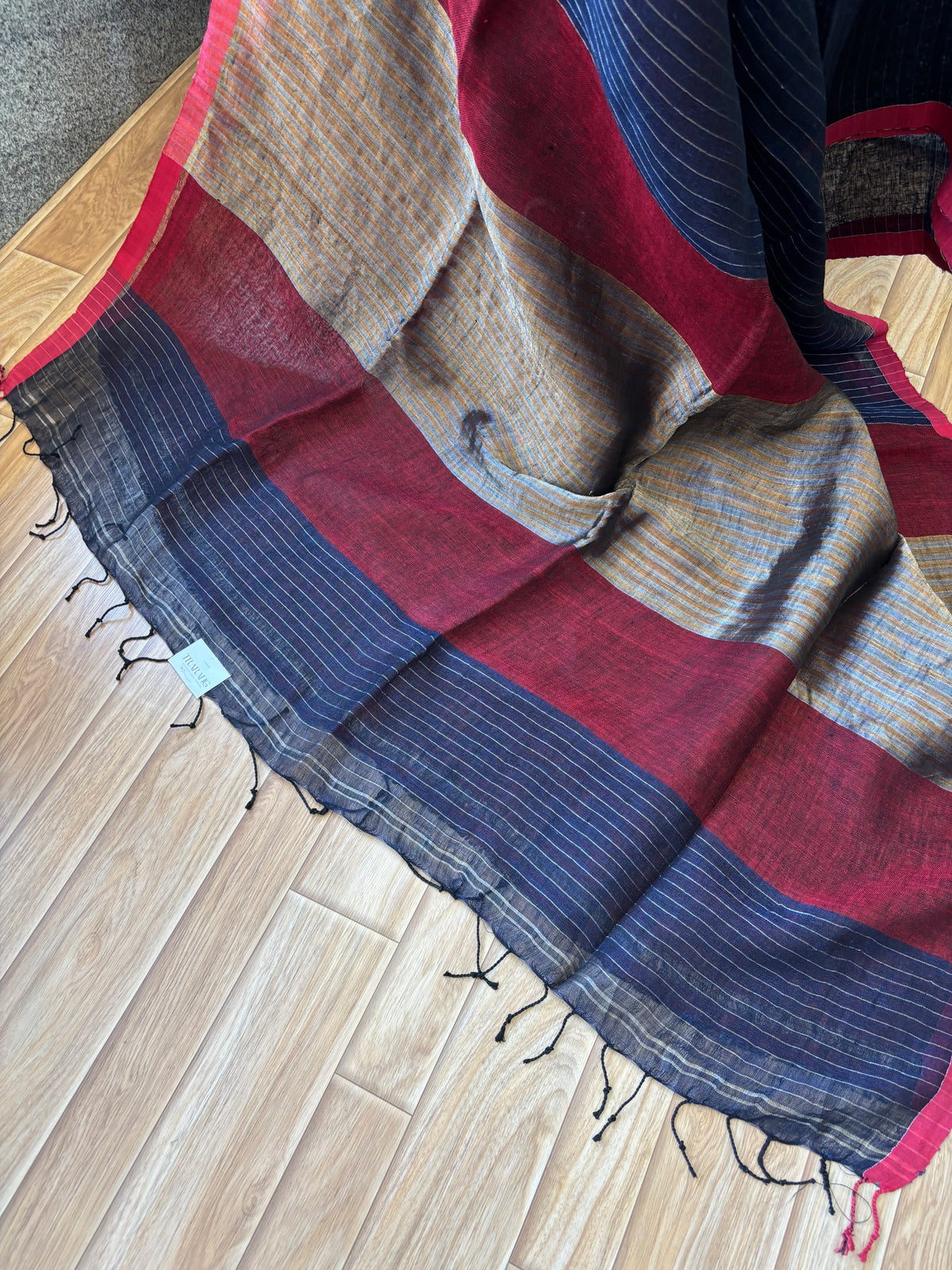 BLUE PURE LINEN SAREE