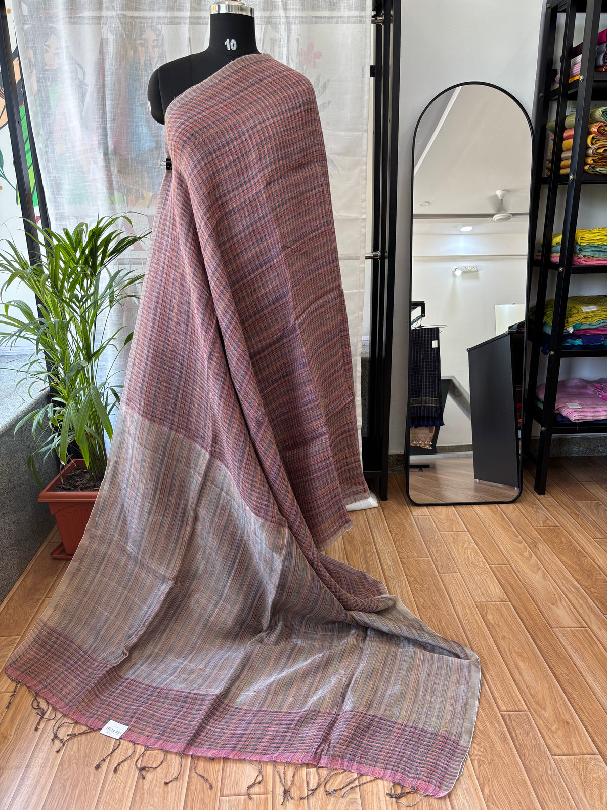 LIGHT PINK PURE LINEN SAREE
