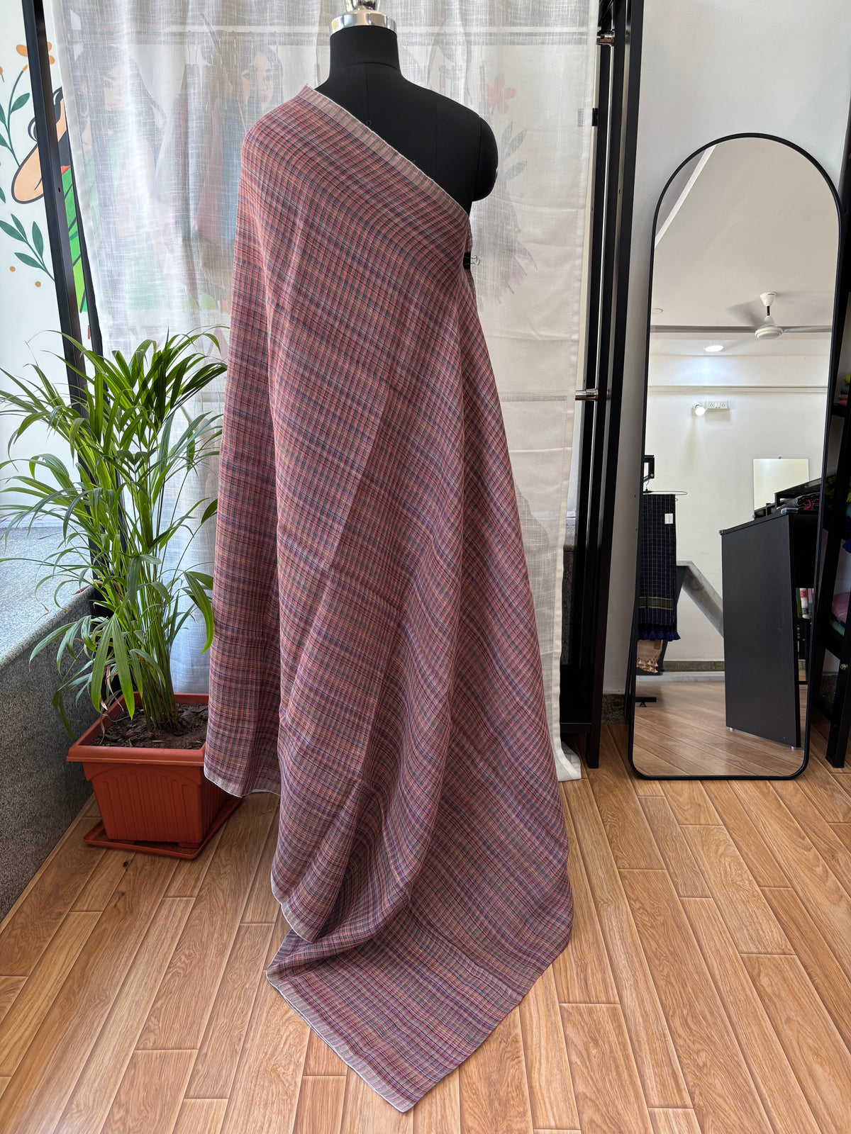 LIGHT PINK PURE LINEN SAREE