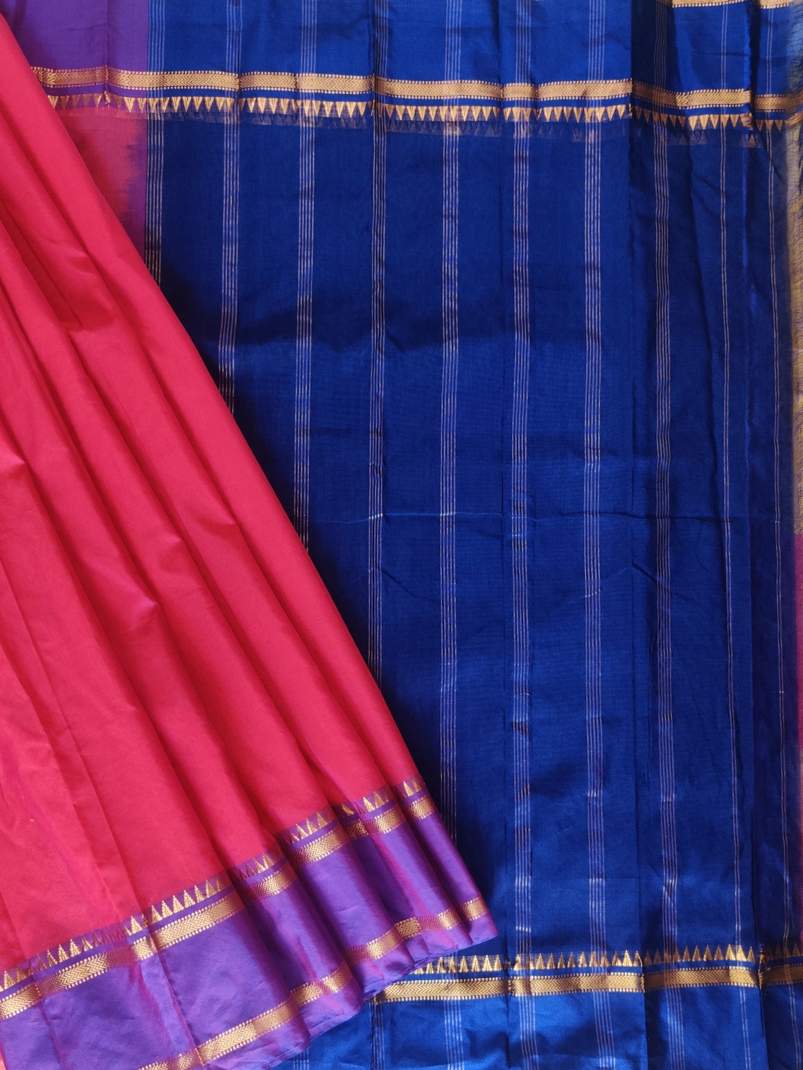 Pink Narayanpet silk cotton saree.