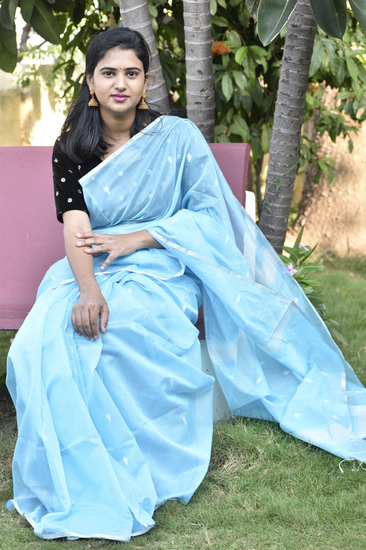 BLUE MAHESHWARI SILK COTTON